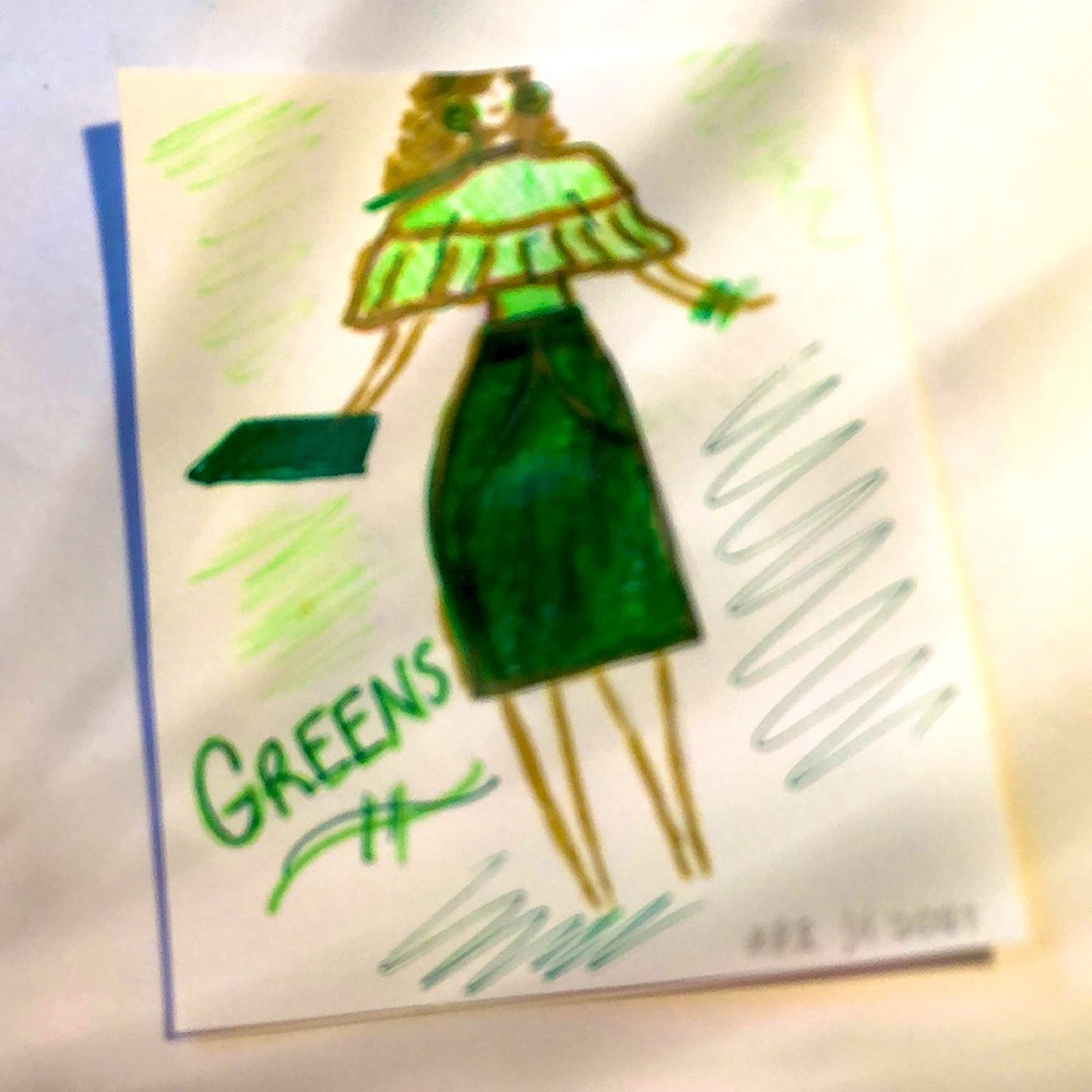 Nwt Greens fashion closet sign art card handrawn by me & free w/Rodarte  skirt